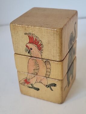 1960s Krogufant Wood Animal Twist Block Puzzle Sevi Italy